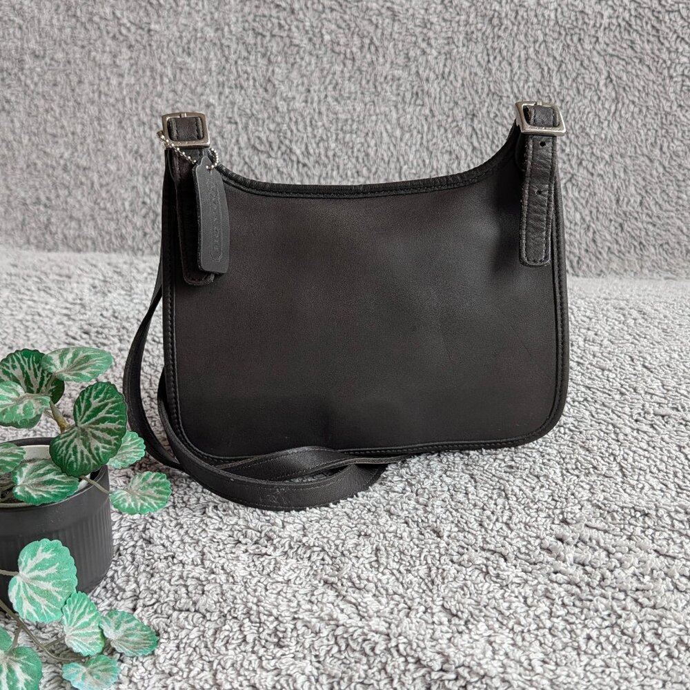 Vintage Coach Mini Slim Hippie Flap Bag Purse 9142 Gray Leather 90s